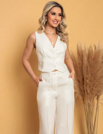Conjunto de Chaleco y Pantalones a Medida para Mujer - Moda Elegante