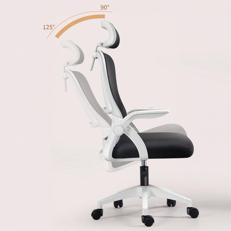 Silla de Oficina Ergonómica Gaming con Soporte Lumbar, Malla Transpirable y Reposabrazos Abatibles